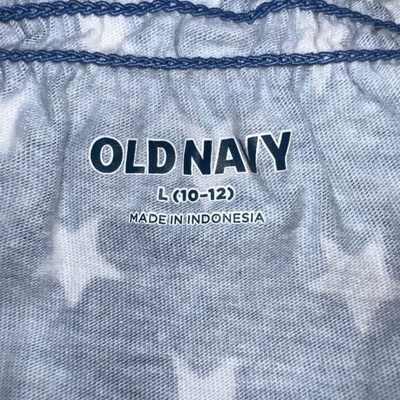 Old Navy Girls Tank Top Shirt Smocked Star Print Blue White Festive Large 10 12 - Picture 5 of 6